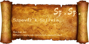Szpevák Szilvia névjegykártya